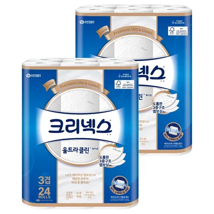 크리넥스 3겹 천연펄프 울트라클린 화이트