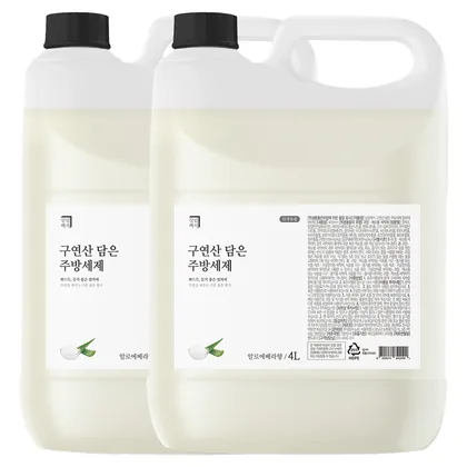 살림백서 구연산 담은 주방세제 알로에베라향, 4L, 2개
