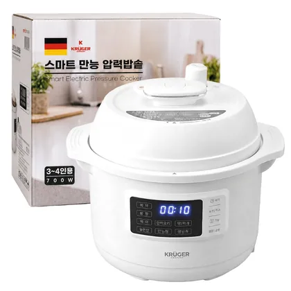 크루거 스마트 만능 전기압력밥솥 솥밥 누룽지 숭늉 3~4인용 2L, 세라믹 화이트, KRPC-4133
