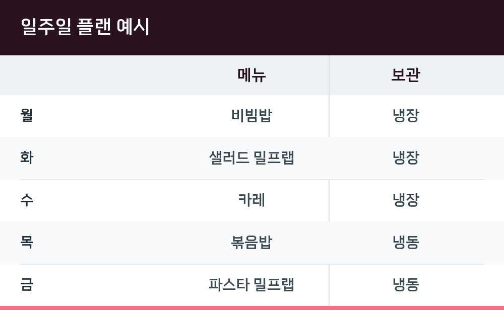 일주일 플랜 예시