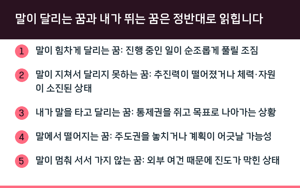 말이 달리는 꿈과 내가 뛰는 꿈은 정반대로 읽힙니다