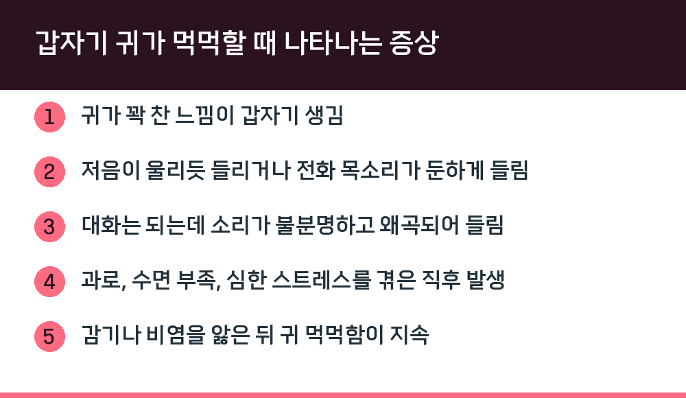 갑자기 귀가 먹먹할 때 나타나는 증상