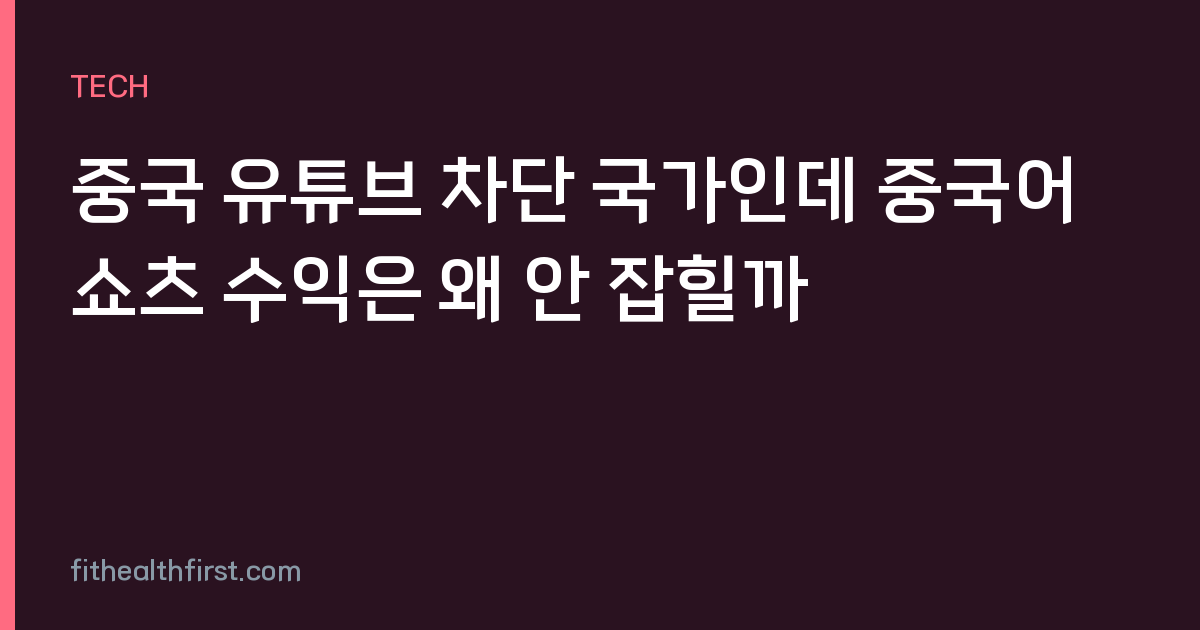 중국 유튜브 차단 국가인데 중국어 쇼츠 수익은 왜 안 잡힐까