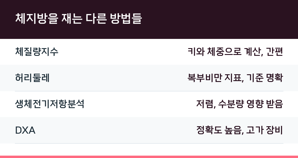 체지방을 재는 다른 방법들