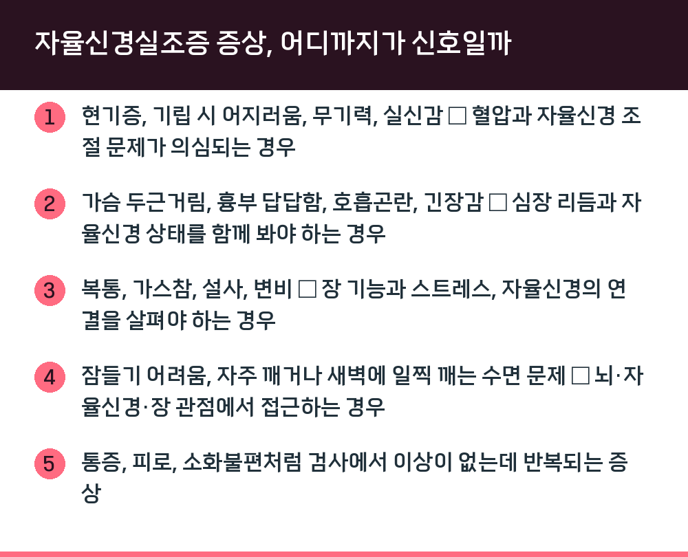 자율신경실조증 증상, 어디까지가 신호일까