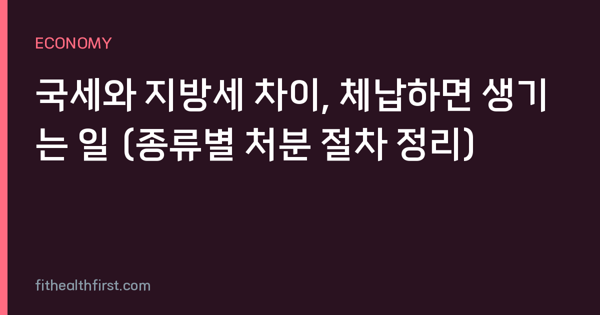 국세와 지방세 차이, 체납하면 생기는 일 (종류별 처분 절차 정리)