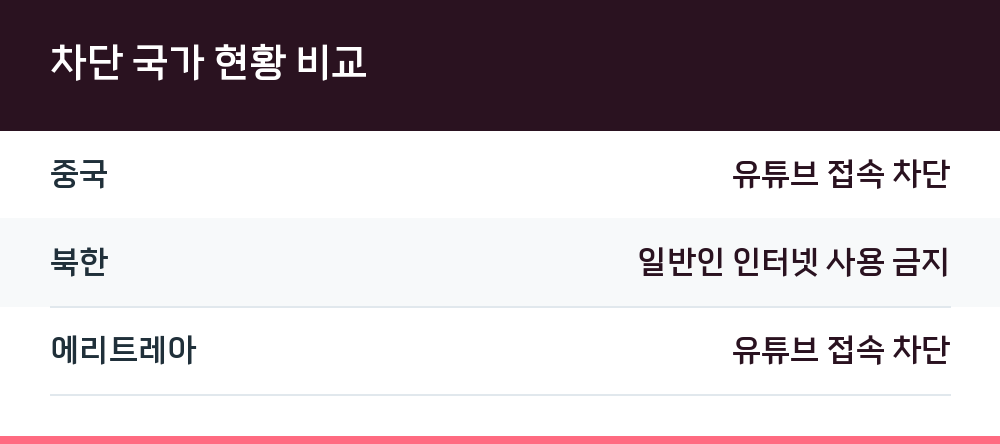차단 국가 현황 비교
