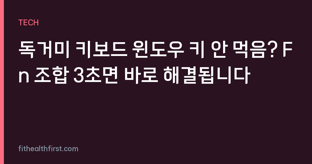 독거미 키보드 윈도우 키 안 먹음? Fn 조합 3초면 바로 해결됩니다