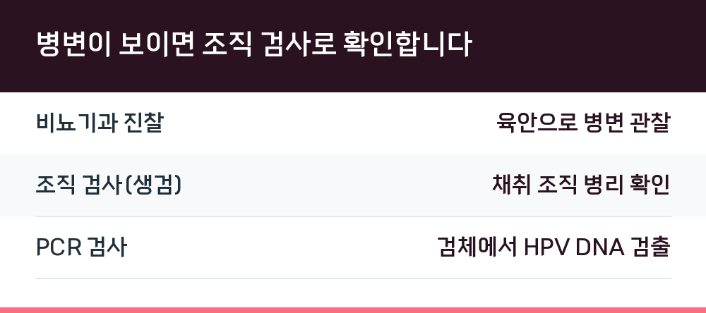 병변이 보이면 조직 검사로 확인합니다