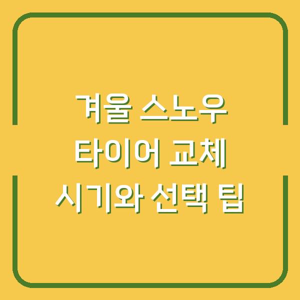 겨울 스노우 타이어 교체 시기와 선택 팁