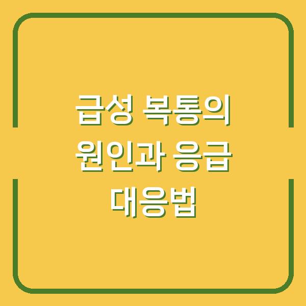 급성 복통의 원인과 응급 대응법