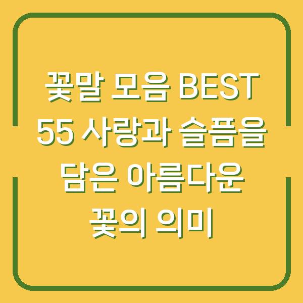 꽃말 모음 BEST 55 사랑과 슬픔을 담은 아름다운 꽃의 의미