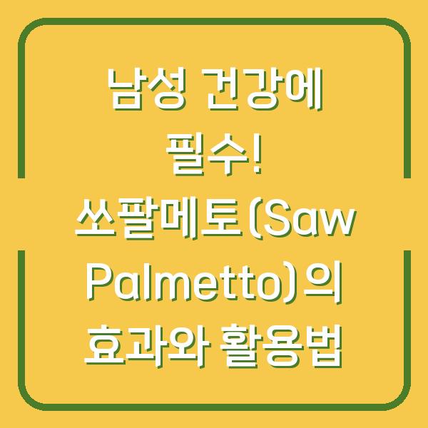 남성 건강에 필수! 쏘팔메토(Saw Palmetto)의 효과와 활용법