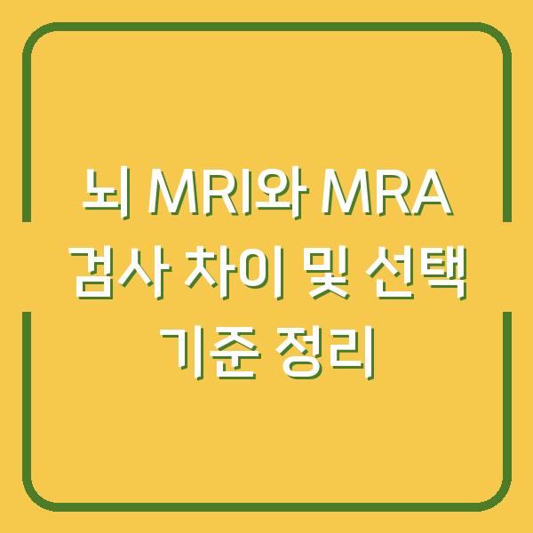 뇌 MRI와 MRA 검사 차이 및 선택 기준 정리