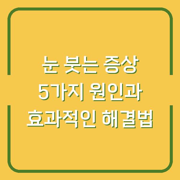 눈 붓는 증상 5가지 원인과 효과적인 해결법