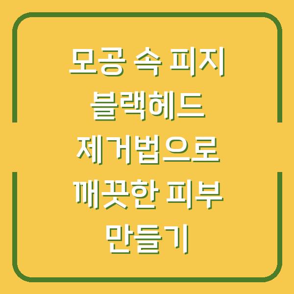 모공 속 피지 블랙헤드 제거법으로 깨끗한 피부 만들기