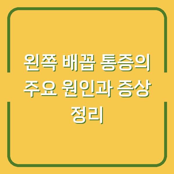 왼쪽 배꼽 통증의 주요 원인과 증상 정리