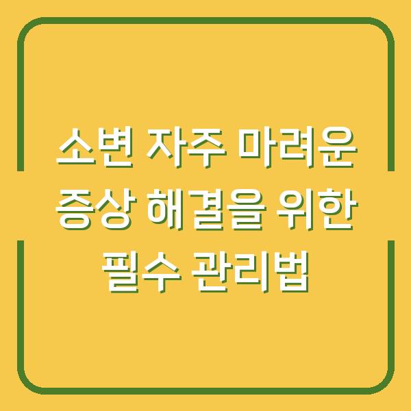 소변 자주 마려운 증상 해결을 위한 필수 관리법