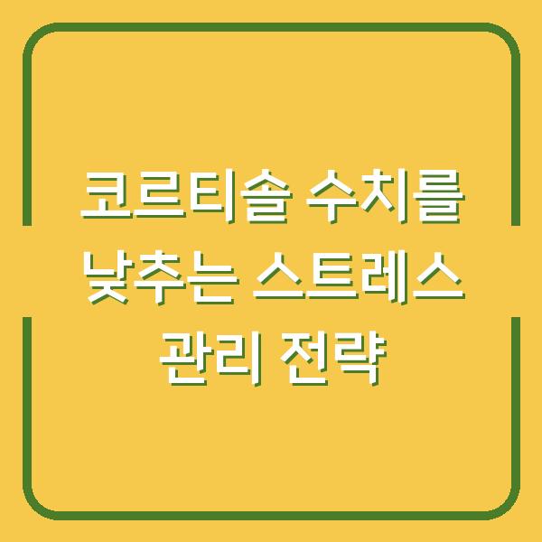 코르티솔 수치를 낮추는 스트레스 관리 전략