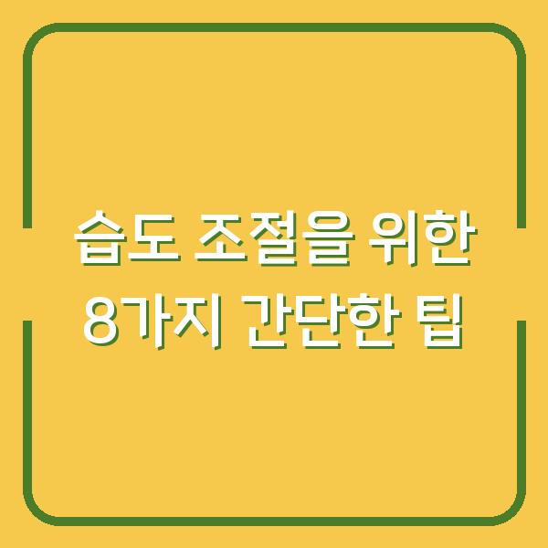 습도 조절을 위한 8가지 간단한 팁