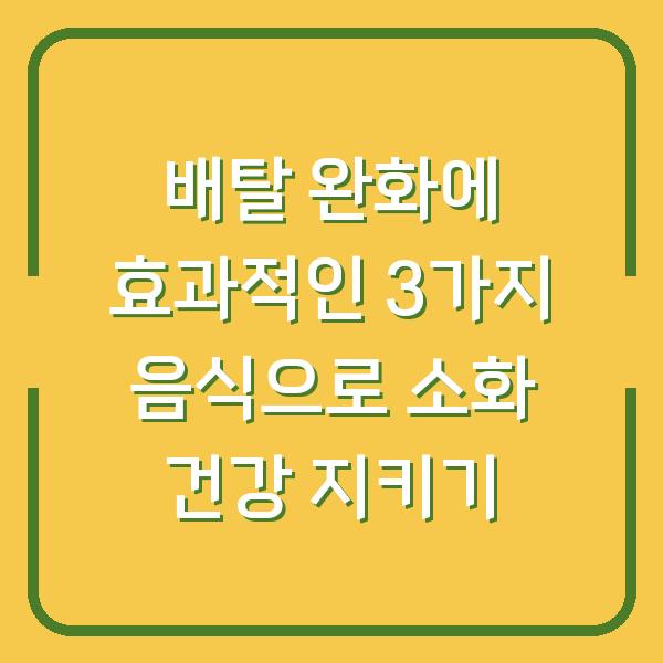 배탈 완화에 효과적인 3가지 음식으로 소화 건강 지키기