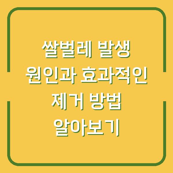 쌀벌레 발생 원인과 효과적인 제거 방법 알아보기