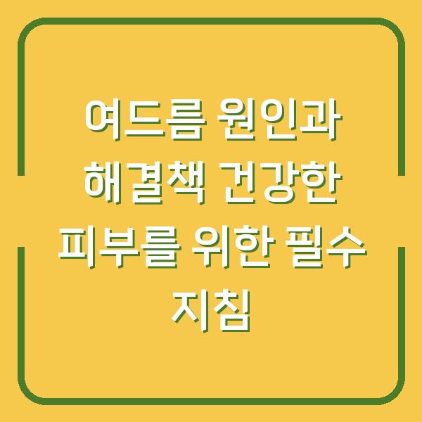 여드름 원인과 해결책 건강한 피부를 위한 필수 지침