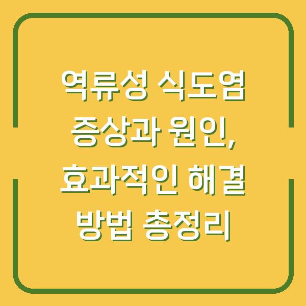 역류성 식도염 증상과 원인, 효과적인 해결 방법 총정리