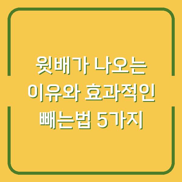 윗배가 나오는 이유와 효과적인 빼는법 5가지