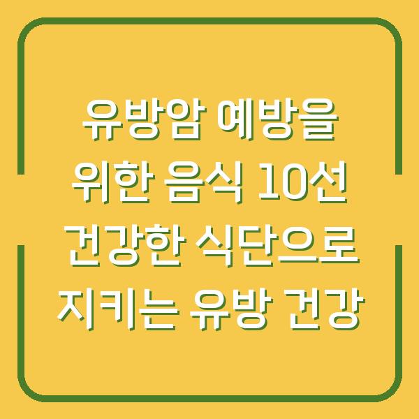 유방암 예방을 위한 음식 10선 건강한 식단으로 지키는 유방 건강