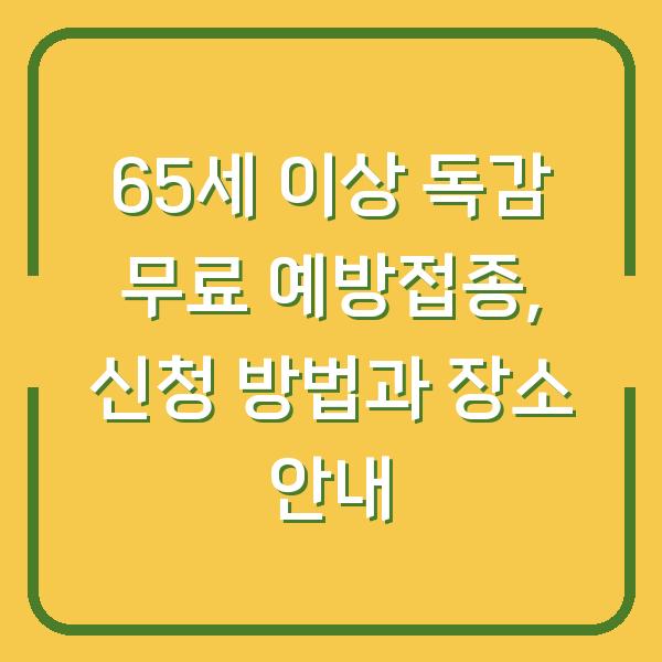 65세 이상 독감 무료 예방접종, 신청 방법과 장소 안내