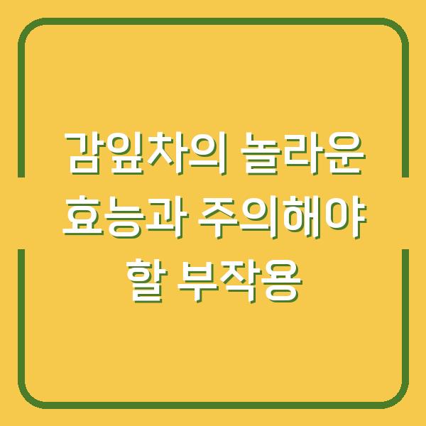 감잎차의 놀라운 효능과 주의해야 할 부작용