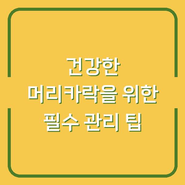 건강한 머리카락을 위한 필수 관리 팁