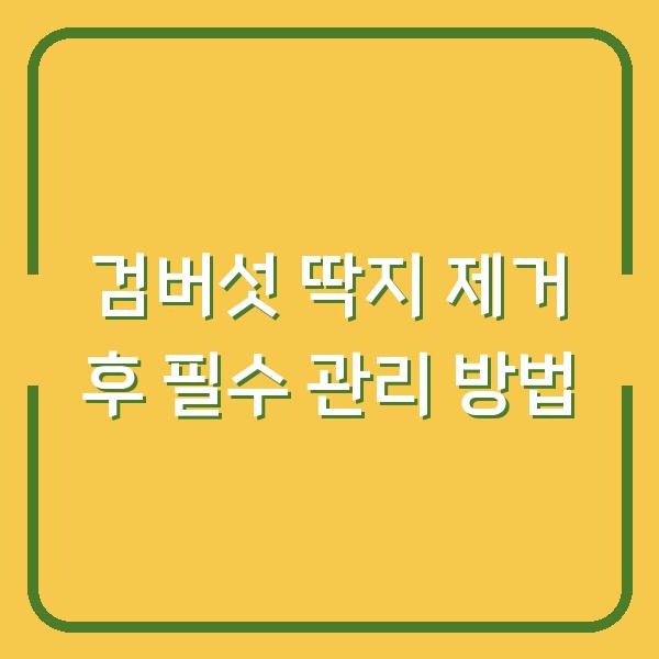 검버섯 딱지 제거 후 필수 관리 방법