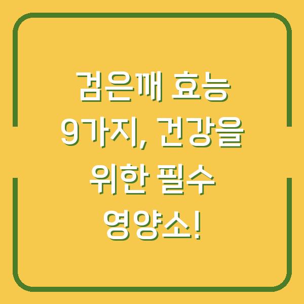 검은깨 효능 9가지, 건강을 위한 필수 영양소!