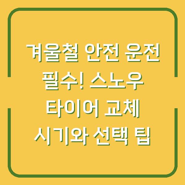 겨울철 안전 운전 필수! 스노우 타이어 교체 시기와 선택 팁