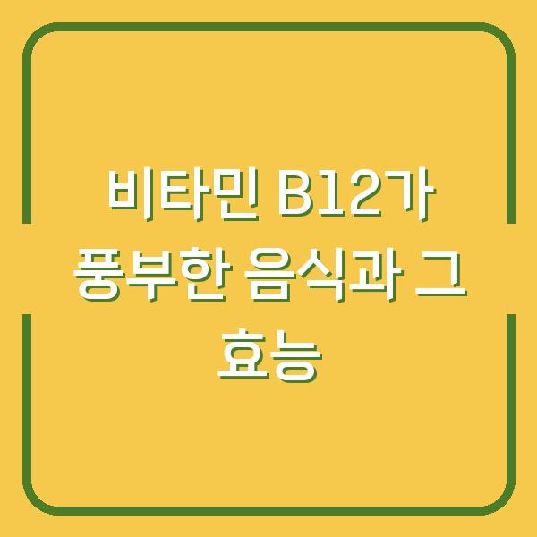 비타민 B12가 풍부한 음식과 그 효능