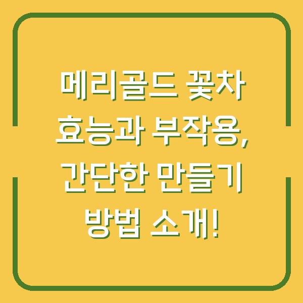 메리골드 꽃차 효능과 부작용, 간단한 만들기 방법 소개!