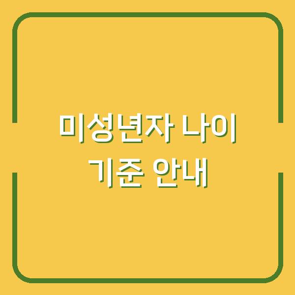 미성년자 나이 기준 안내