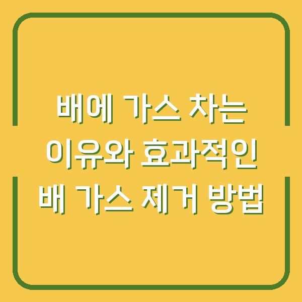 배에 가스 차는 이유와 효과적인 배 가스 제거 방법