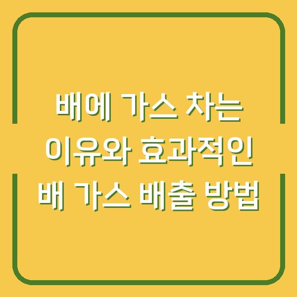 배에 가스 차는 이유와 효과적인 배 가스 배출 방법