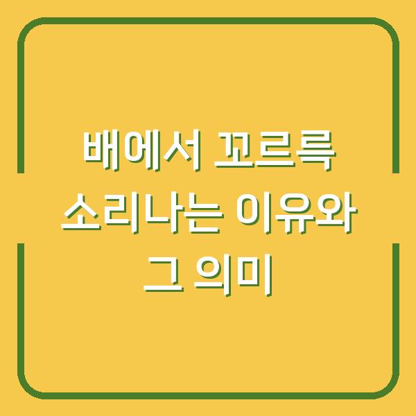 배에서 꼬르륵 소리나는 이유와 그 의미