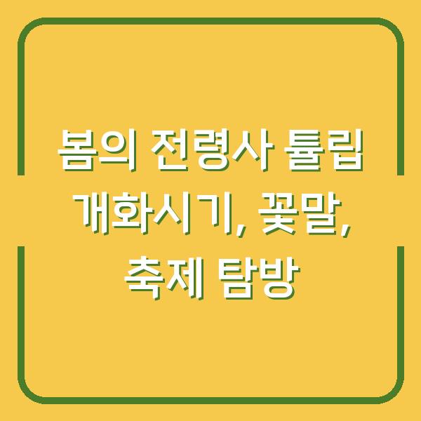 봄의 전령사 튤립 개화시기, 꽃말, 축제 탐방