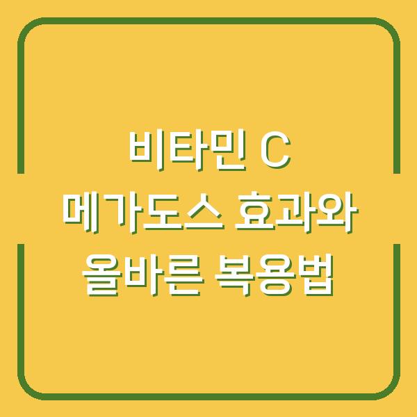 비타민 C 메가도스 효과와 올바른 복용법