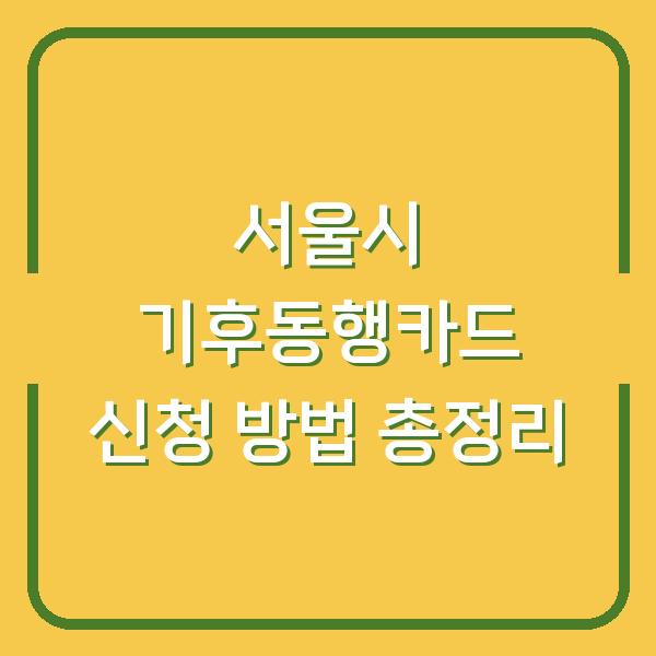 서울시 기후동행카드 신청 방법 총정리