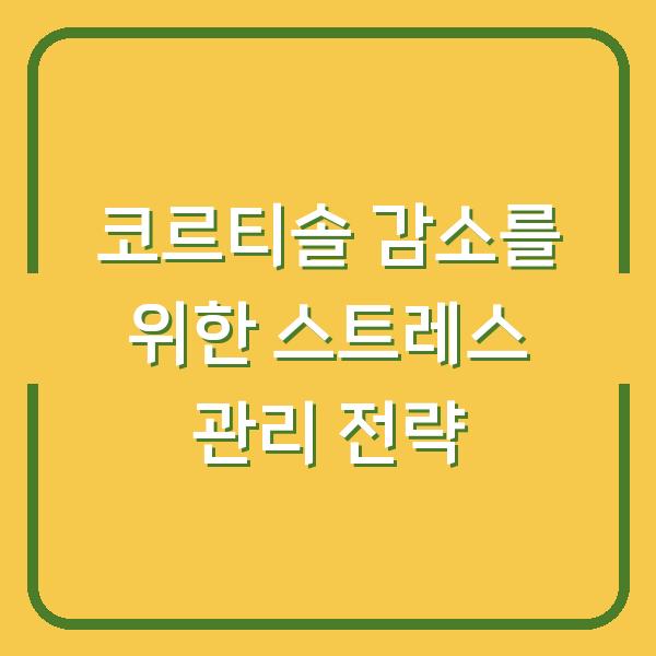 코르티솔 감소를 위한 스트레스 관리 전략