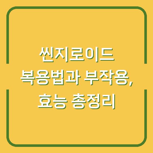 씬지로이드 복용법과 부작용, 효능 총정리