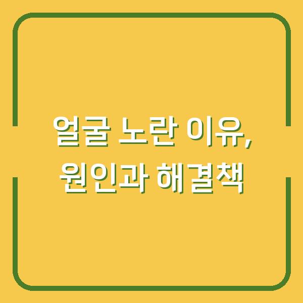 얼굴 노란 이유, 원인과 해결책