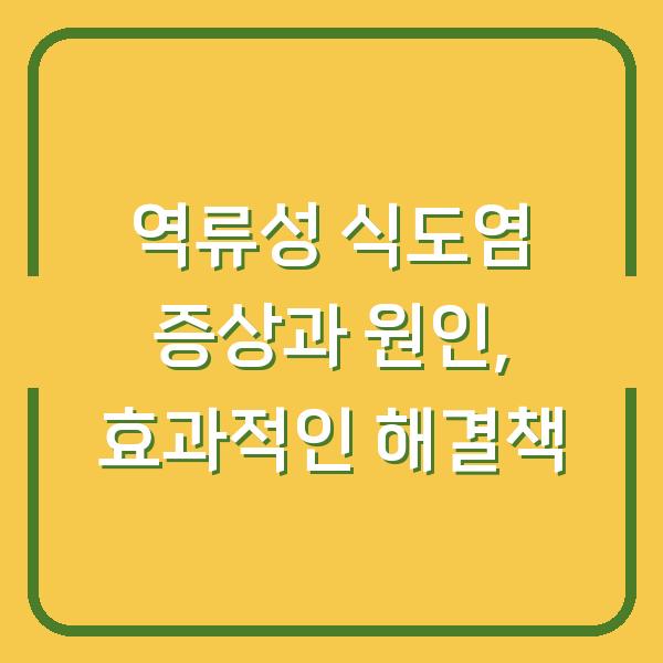 역류성 식도염 증상과 원인, 효과적인 해결책