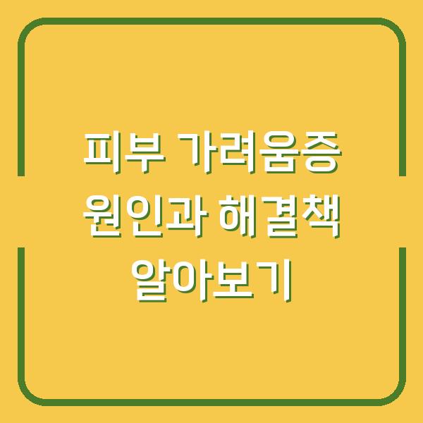 피부 가려움증 원인과 해결책 알아보기